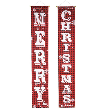 

Merry Christmas Bannery, Christmas Porch, Red-Black, BüFfelkaro, DECORATION,for the INTERIor and EXTERIor CHRISTMAS DECORATIon