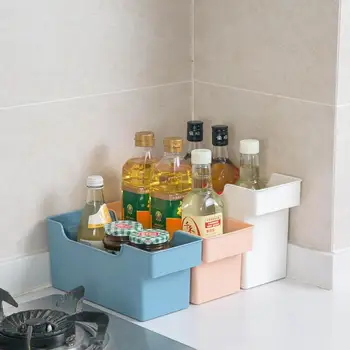 

1pc Kitchen Cabinet Storage Containers Plastic Box Basket Spice Organizer Desketop Tableware Storage Box Case Fridge Organizer