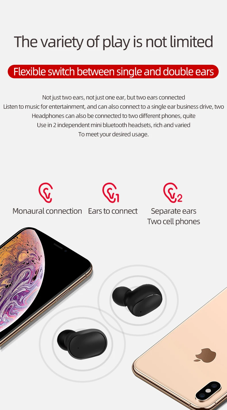A6S Bluetooth наушники для Xiaomi Airdots Беспроводной наушники 5,0 наушники-вкладыши TWS Bluetooth гарнитура Шум микрофон с функцией шумоподавления для Redmi iPhone huawei samsung