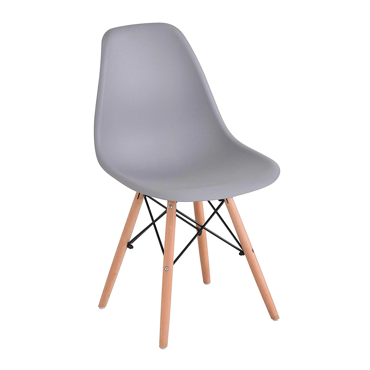 6Pcs/Set Dining Chair Nordic Style Office Chair Plastic Kitchen Chairs Wooden Feet Dining Room Living Room Chairs （White/Black)