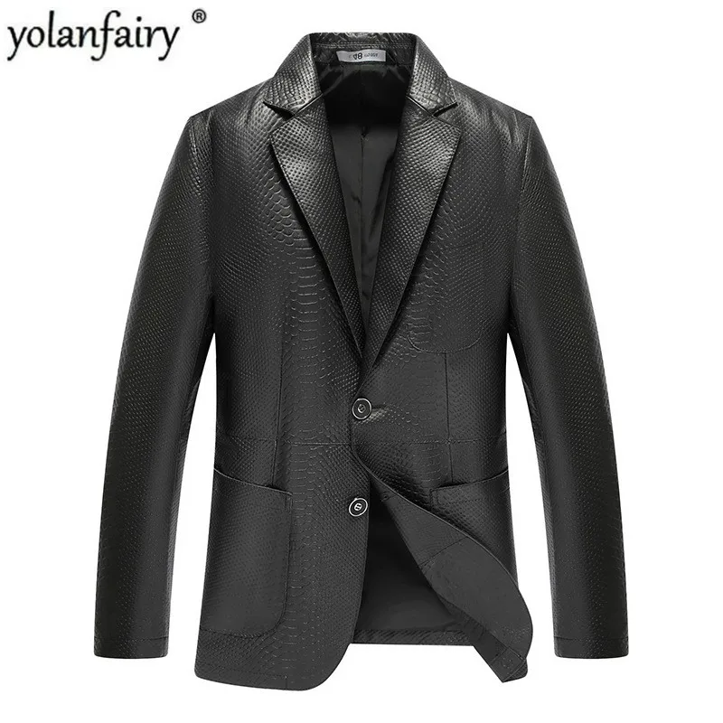 

2020 New Men's Sheepskin Coat Blazer Genuine Leather Jacket Men Slim Fit Korean Spring Autumn Leather Jackets 03-1705 KJ2284