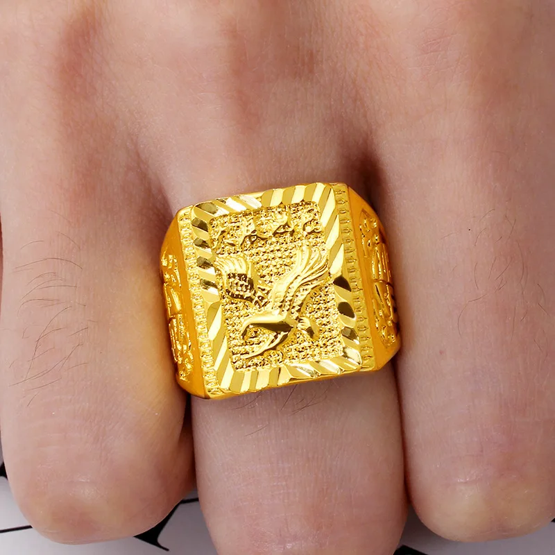 

Not Fade 18K Gold Filled Ring for Men Women Fine Anillos Mujer Anillos De Bizuteria Wedding Bijoux Femme Gold Ring Jewelry Males
