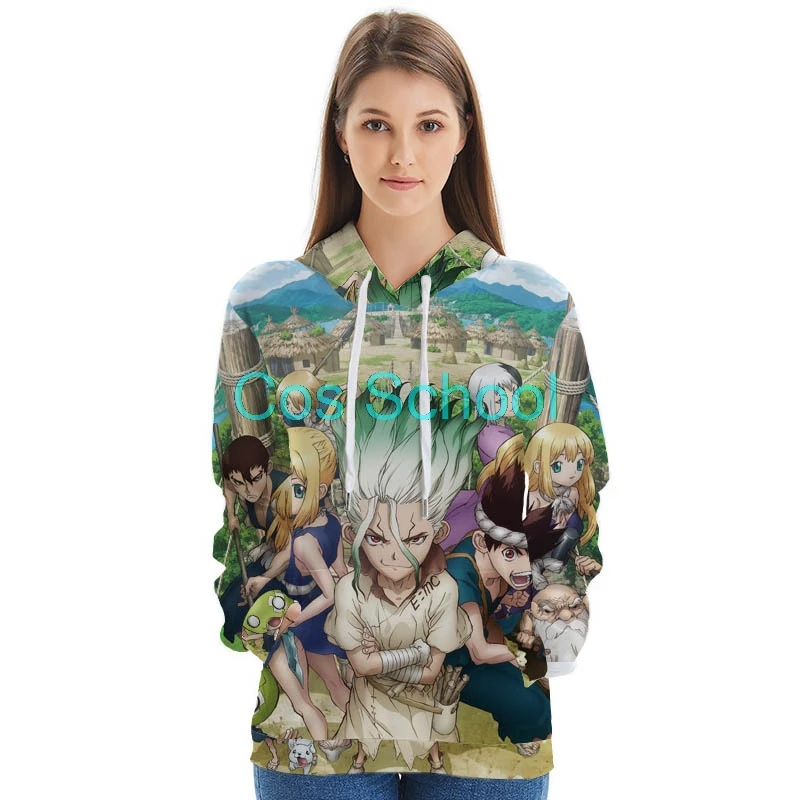 Cos School Dr. Stone Ishigami Senku Косплей толстовки для взрослых с капюшоном на молнии свитер для пары Senku Ishigami костюмы на Хэллоуин