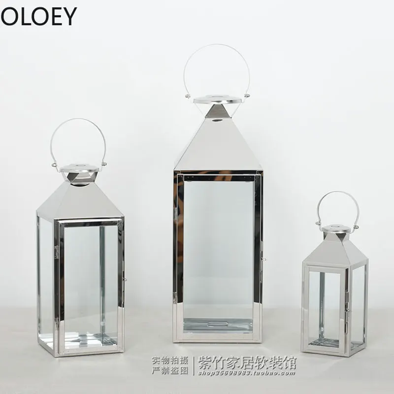 Tall Rose Gold Candle Holders Iron Lantern Candlestick Outdoor Silver Stainless Steel Romantic Wind Lamp Crystal Candelabra 2020 - Image 5