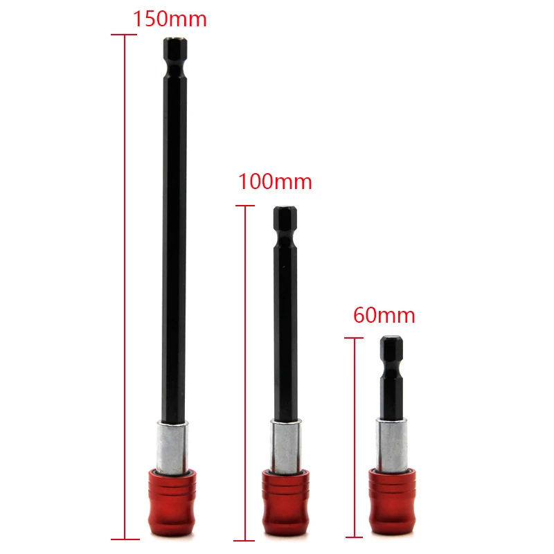 60mm/100mm/150mm Quick Release Locking Socket Extension Bar Rod Set Kits 1/4 Inch Hex Shank Holder Drill Bits - 2