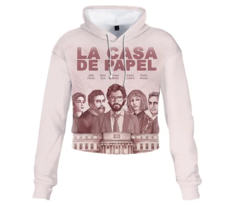 as photos La Casa De Papel Для женщин с коротким рукавом толстовки Толстовка Сальвадор Дали ограбления Бумага дом с принтом змеи, Косплэй костюм - Цвет: as photos