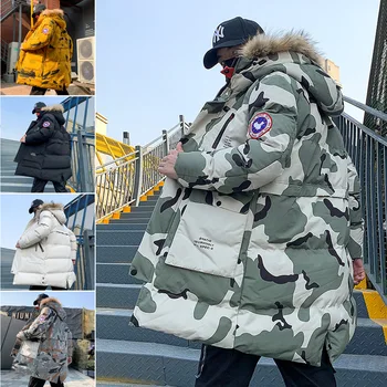 

2020 Luxury Designer Men's Padded Jacket Winter Mid-length Down Padded Jacket Loose Thick Warm Cotton Jacket Men's Padded Jacket