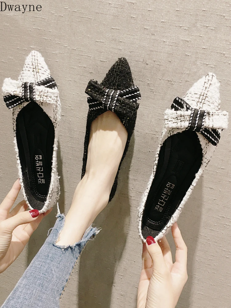 

Net red single shoes female 2019 spring models wild pointed shallow mouth bow flat bottom scoop shoes fashion peas shoes tide