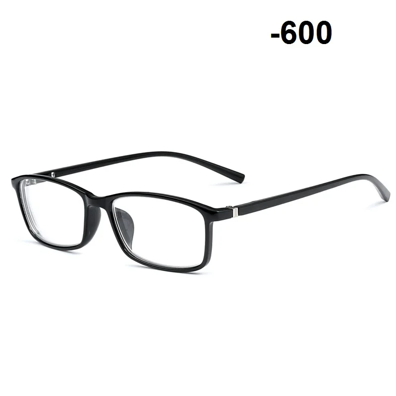 Vazrobe очки для близорукости для мужчин и женщин TR90 минус-100 до-600 рецептурная оптика линзы очки мужские женские готовые очки - Цвет оправы: black myopia 600