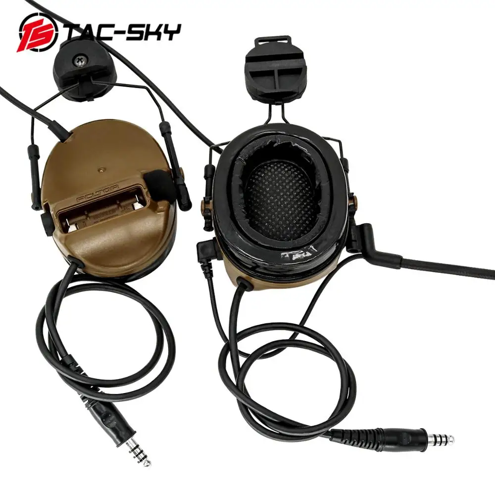TAC-SKY COMTAC III Dual Communication Helmet Bracket Silicone Ear Muffs Noise Reduction Tactical Headset and Tactical PTT u94ptt