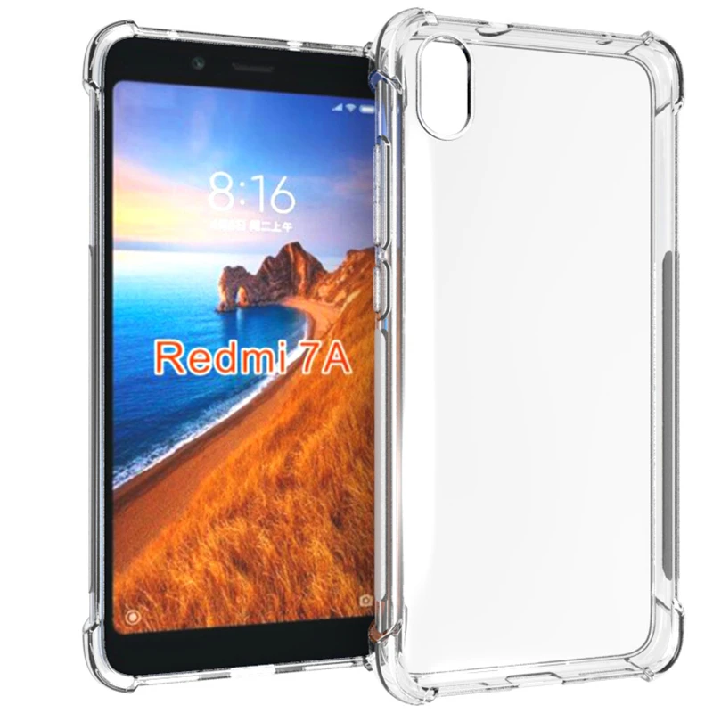 Прозрачный чехол для Xiaomi Redmi 7A ударопрочный прозрачный мягкий из ТПУ с воздушной
