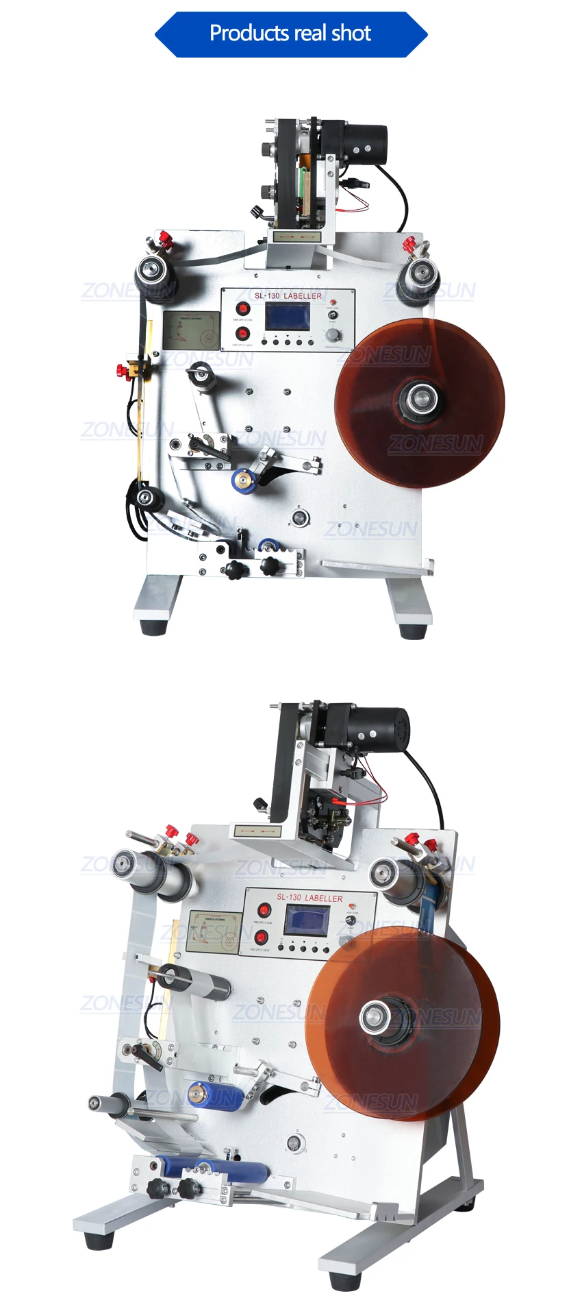 ZONEUN двойной маркировочная машина Двусторонняя Labeller машина SL-130M 220 В/50 Гц