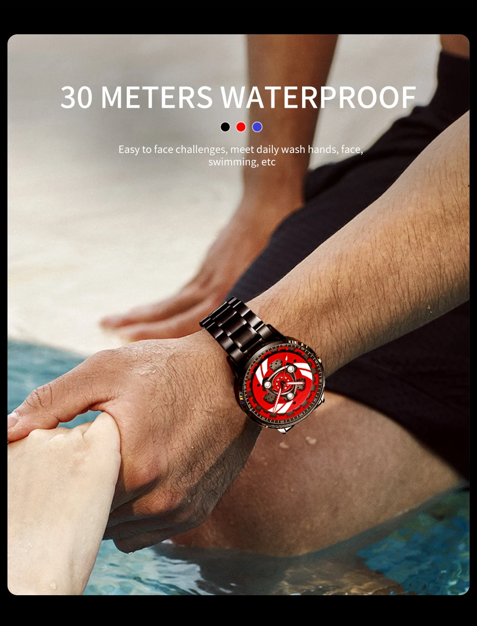 Original 3D Men's Watches Waterproof Motorcycle Rim Watch Quartz Men's Sports Watches For Men Clock Mens Spinning Watches Sneakatelier