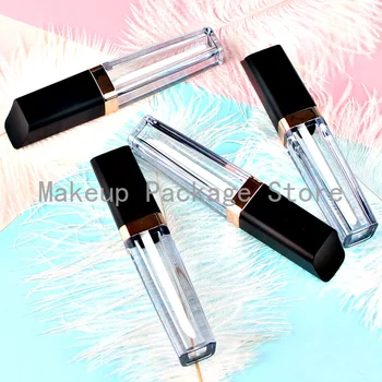 

5/10/20/50pcs 5ml Empty Transparent Plastic Lip Gloss Tube with Black Oblique Cover Cosmetic DIY Lip Balm Refillable Container