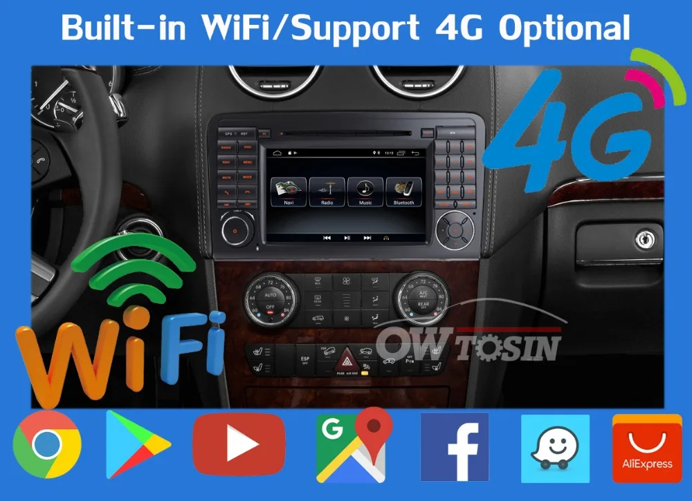 Discount 7" Android 9.0 PX6 4GB+64GB Car DVD Multimedia Player For Mercedes Benz GL ML Class W164 ML300 ML320 ML350 ML450 X164 Radio GPS 18