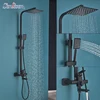Senlesen Bathroom Shower Faucet Black 8 /10/12 inch Rainfall Shower Head Wall Mounted  Shower Set Cold and Hot Water Mixer Tap ► Photo 1/6