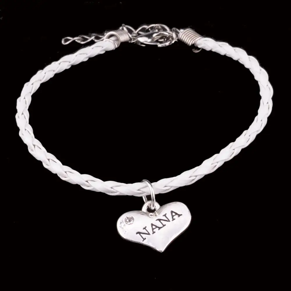12 шт. белая веревка кожаные браслеты-цепочки Nana браслеты для всей семьи женские подарки для мамы и дочки подарки на день благодарения ювелирные изделия браслет
