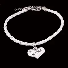 12 шт. белая веревка кожаные браслеты-цепочки Nana браслеты для всей семьи женские подарки для мамы и дочки подарки на день благодарения ювелирные изделия браслет
