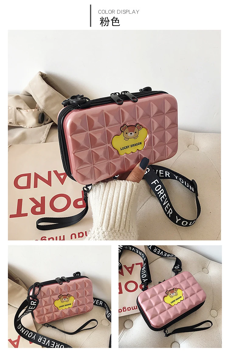 Cartoon Bag New Mini Suitcase Box Bag Small Fresh Messenger Bag Wide Shoulder Bag