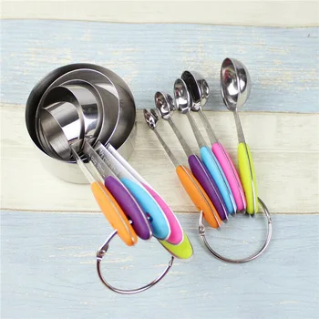 

10 Pieces Set Of Measuring Cups Spoons Stainless Steel Kitchen Baking Teaspoon For Measuring Dry And Liquid Ingredients