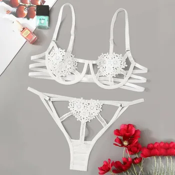 

Bra For Women Lingerie Femme Sexy Erotic Hot Porno Transparent Lace Print Bras Underwear Sleepwear Silk Satin Pyjamas Bra Set