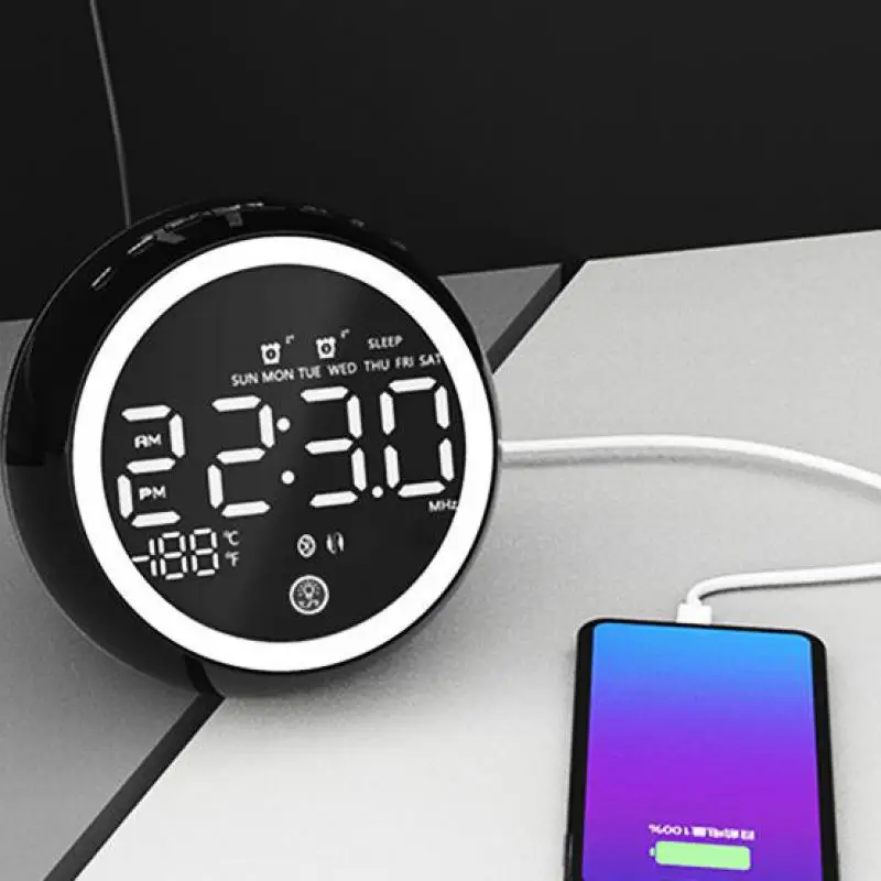 Умные часы-будильник Bluetooth Радио настольный компьютер Динамик ночной Светильник аудио многофункциональные часы