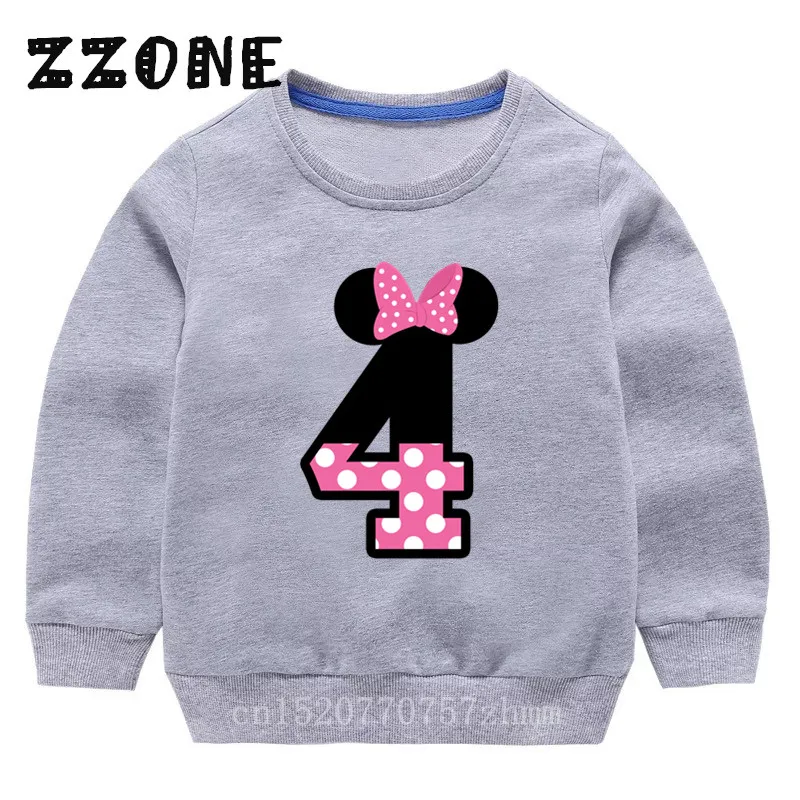 2416D-Gray Милые свитшоты с цифрами для детей от 1 до 4 лет Детские толстовки хлопковый пуловер для малышей топы для девочек и мальчиков, осенняя одежда KYT2416 - Цвет: 2416D-Gray