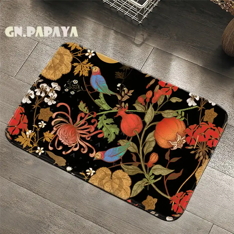 Granatapfel Papagei Macrame Teppich Bohmischen Bad Boden Matten Wc Teppiche Kuche Bereich Teppich Tropischen Blatt Pad Saugfahigen Tur Matte Lumpen Aliexpress