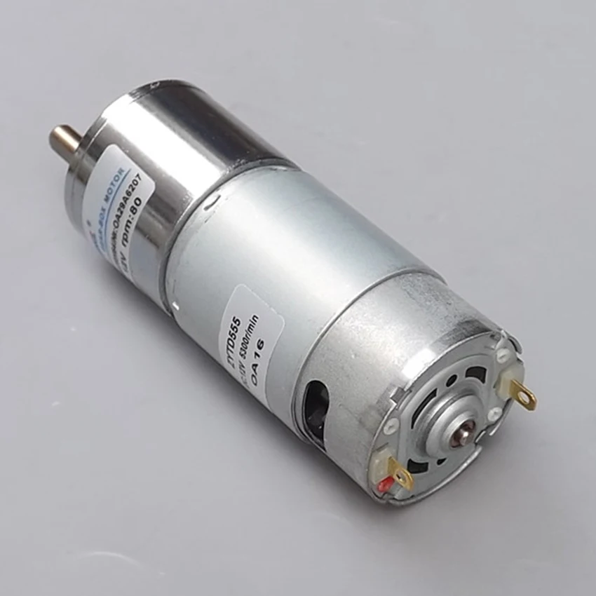 555 DC мотор 12V Мини-передача двигатель, металлический редуктор низкая скорость вперед и назад скорость двигателя Регулируемая 80 об/мин Диаметр вала 6 мм