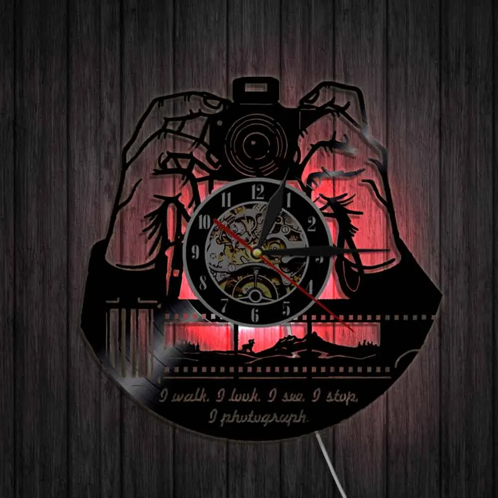 Настенные часы для фотографирования с декором современный дизайн кварцевые