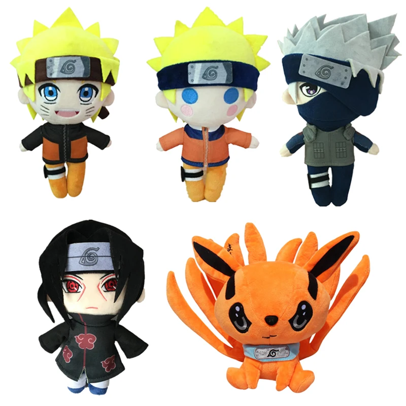 20Cm Anime Naruto Q Version Uzumaki Kakashi Uchiha Itachi Bijuu Kurama Kyuubi Plush Doll Kids Stuffed Toys holiday gifts | Игрушки и