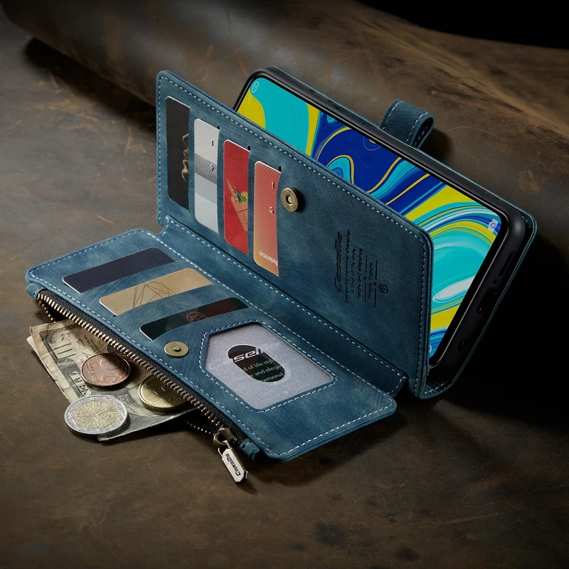 For Xiaomi Redmi Note 10 9S 10S 10 Pro Max Case Luxury Zipper Wallet PU Leather Phone Cover For Redmi Note9 Note10 Pro Max Coque