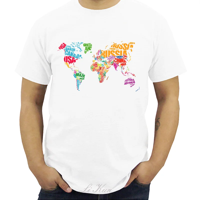 

Men's Fashion T Shirts Printing World Map Stripe Casual Short Sleeve O-neck Tops Tees Summer Swag T-shirt