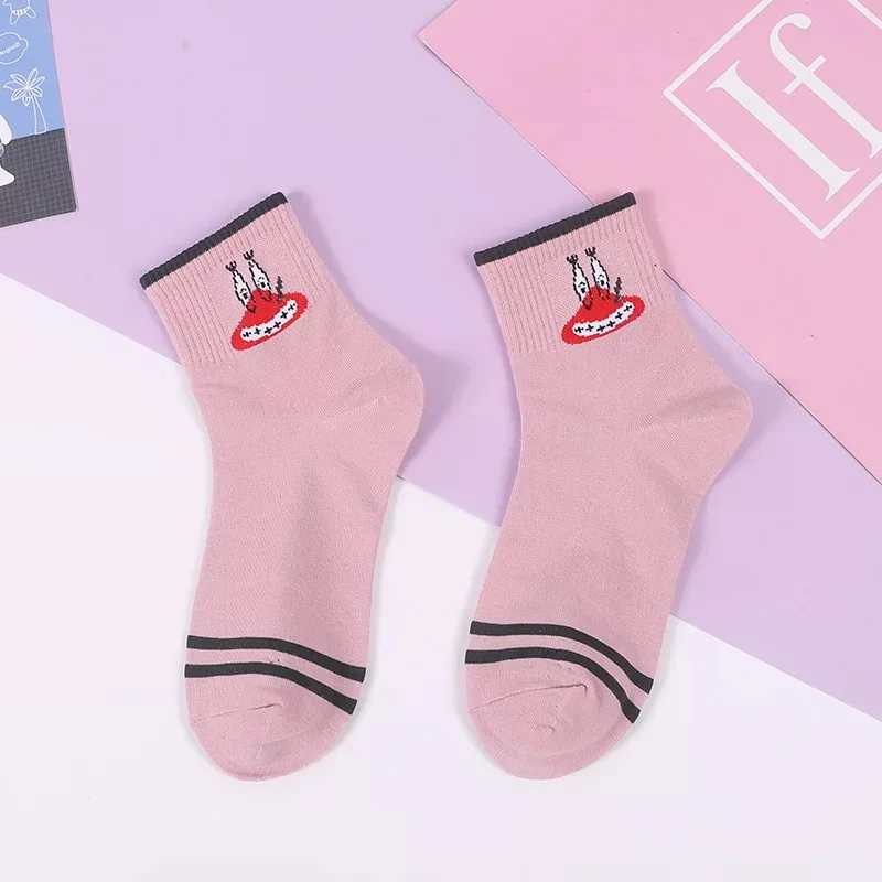 Calcetines de algodón de personaje с мультяшными принтами Harajuku mujer lindo унисекс скейтборд calcetines Hipster moda животных esta - Цвет: 2