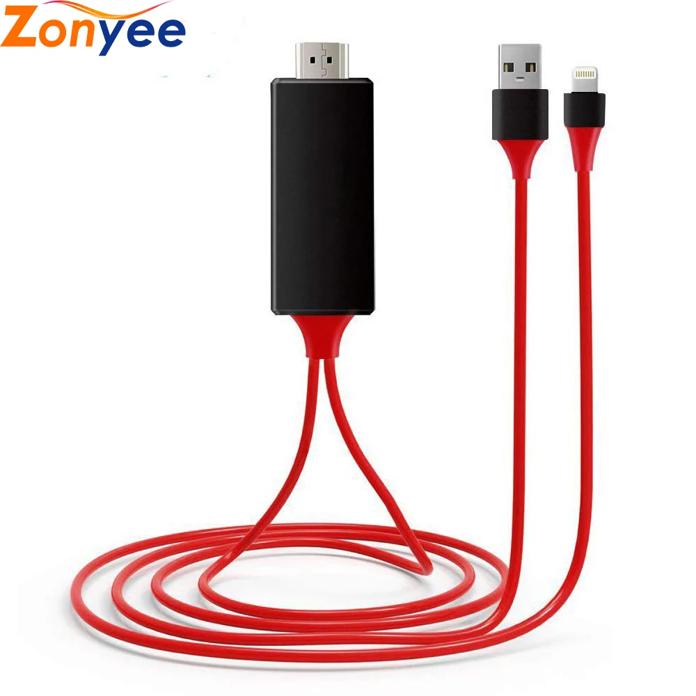 1080P цифровой AV HDMI адаптер Соединительный шнур для iPhone совместим с iPhone Lightning к HDMI Кабель-адаптер Plug and Play