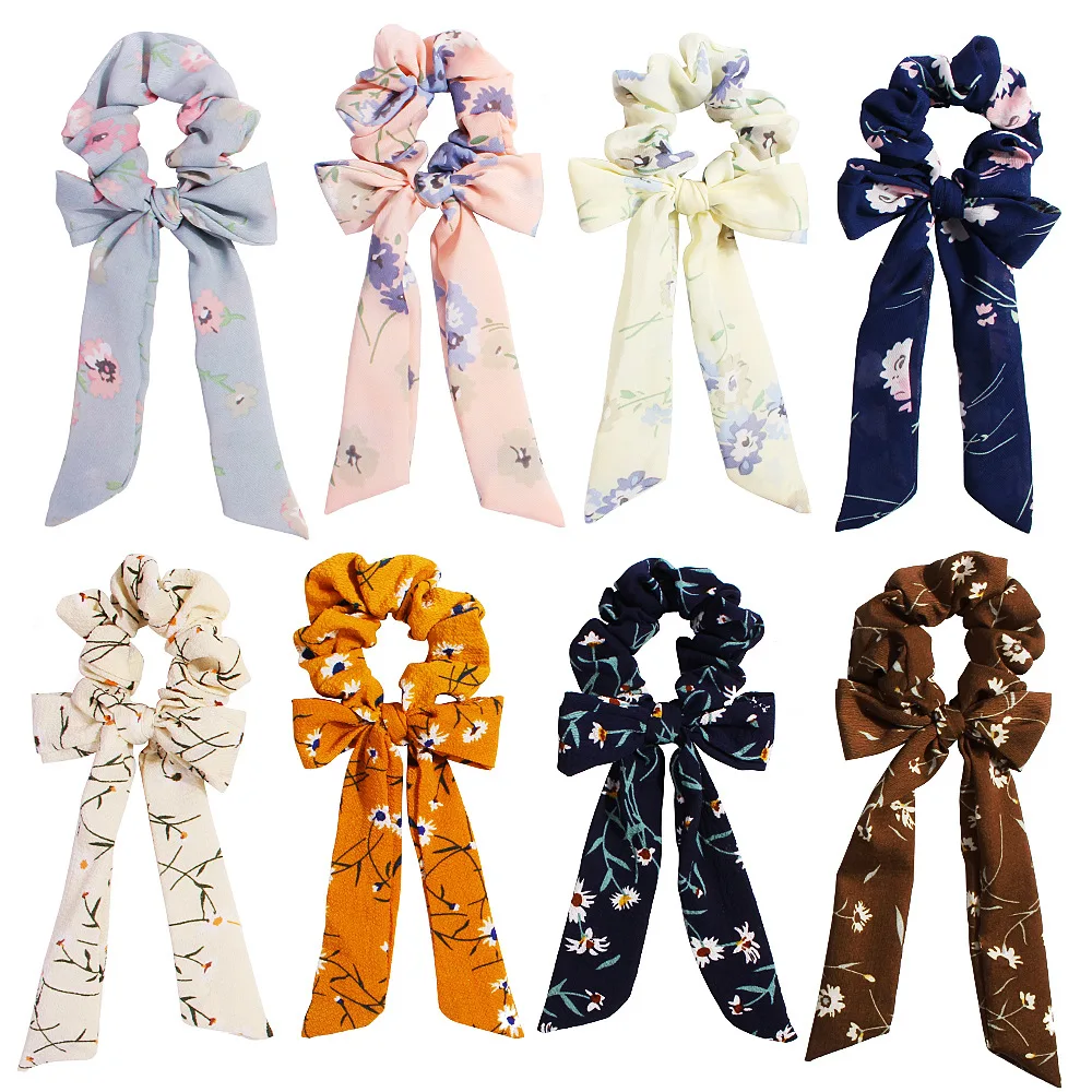 Bow Streamers Hair Ring Fashion Ribbon Girl Hair Bands Scrunchies Horsetail Tie Solid Headwear Hair Accessories