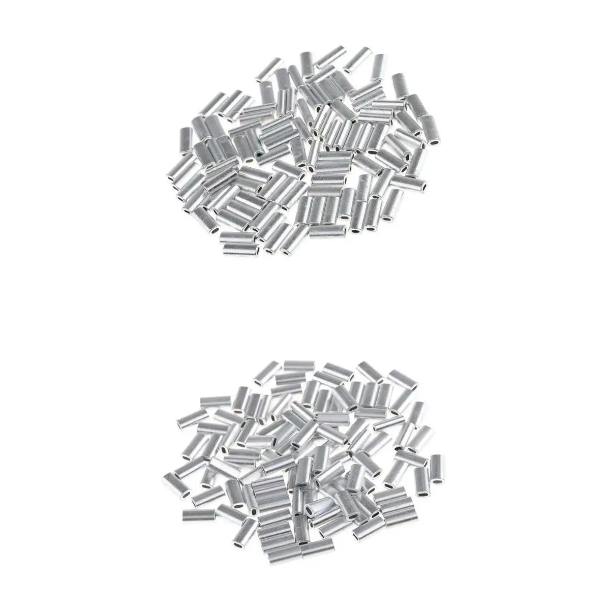 200 Pieces Mini Aluminum Oval Crimp Kit, 10mm Length Single Crimp Sleeve Set Aluminum Tube Fishing Connector, Sizes 1.2mm/1.5mm