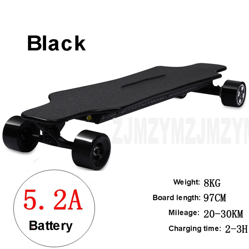Black 5.2A 4 колеса электрический скутер дистанционное управление скейтборд, уличная мода доска 5.2A/7.8A 350 Вт* 2 двойной привод клен древесины скейт скутер для взрослых - Цвет: Black 5.2A