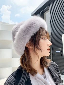 

Winter new style fox fur hat women's Rex rabbit fur scarf winter outdoor thickened warm ear and head protection