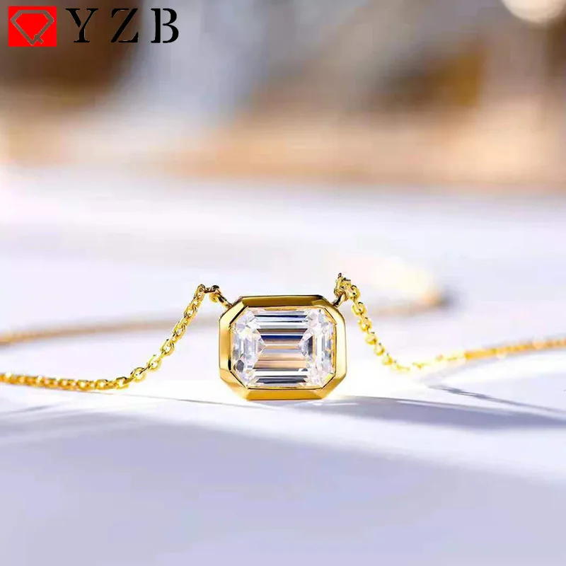 QYZB 925 серебро 18k позолоченный квадратный кулон D цвет роскошный Муассанит