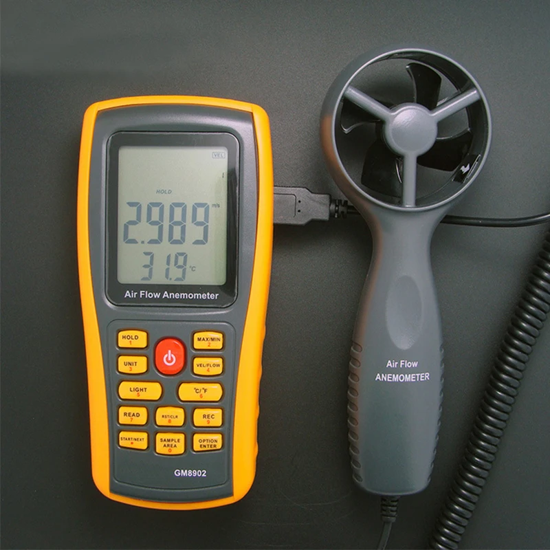 

New Wind Speed Meter Anemometer High Quality Wind FLOW Speed GaugeTemperature Measure Digital Disply Handheld Measuring Fast