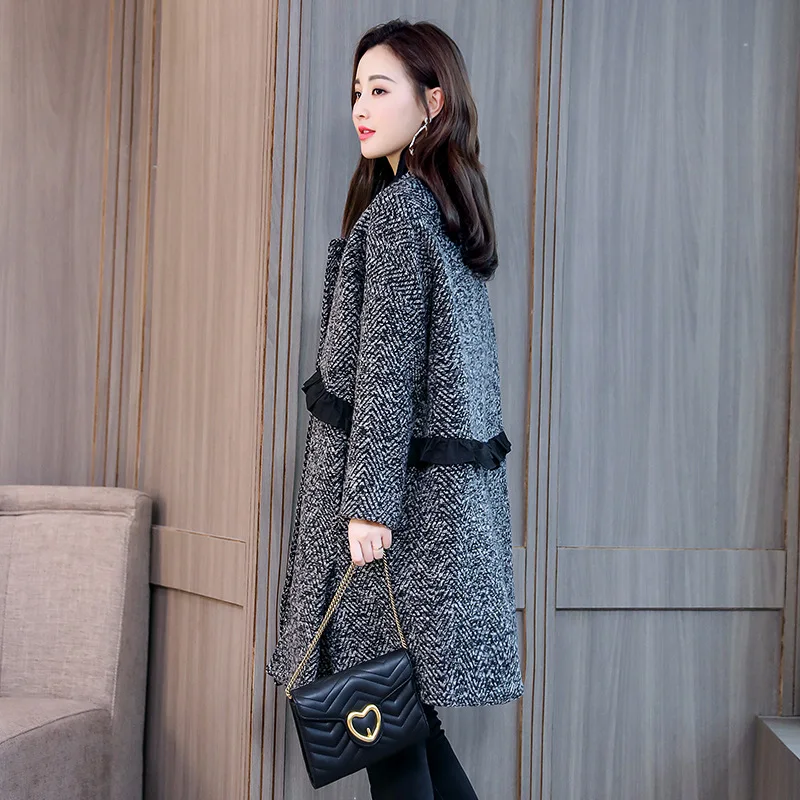

Woolen Jacket 2019 Autumn And Winter Comfortable Simple Cool Versatile Long Sleeve Crew Neck Slimming Slim Fit