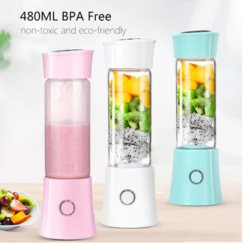 

480ML Portable Juicer Carrying Cup Blender USB Juicer Cup Single Serving Blender Fruit Mixing Machine with Cleaning Brush