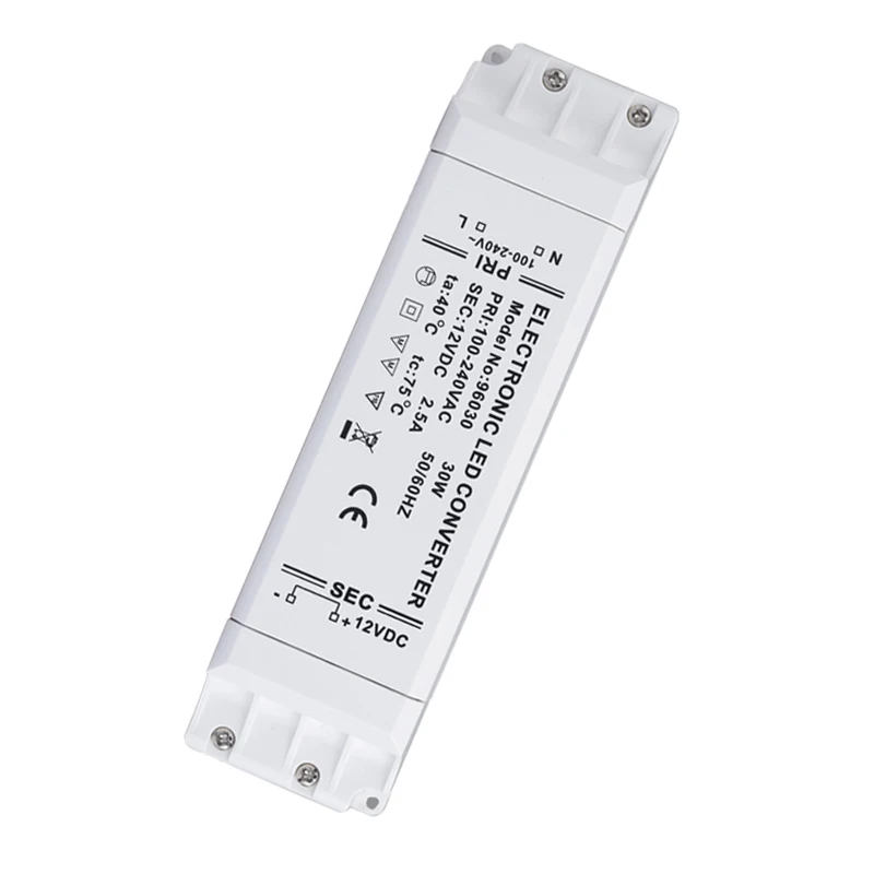 Светодиодный трансформатор 12V DC 30W EMC источник питания 100-240 V без минимальной нагрузки