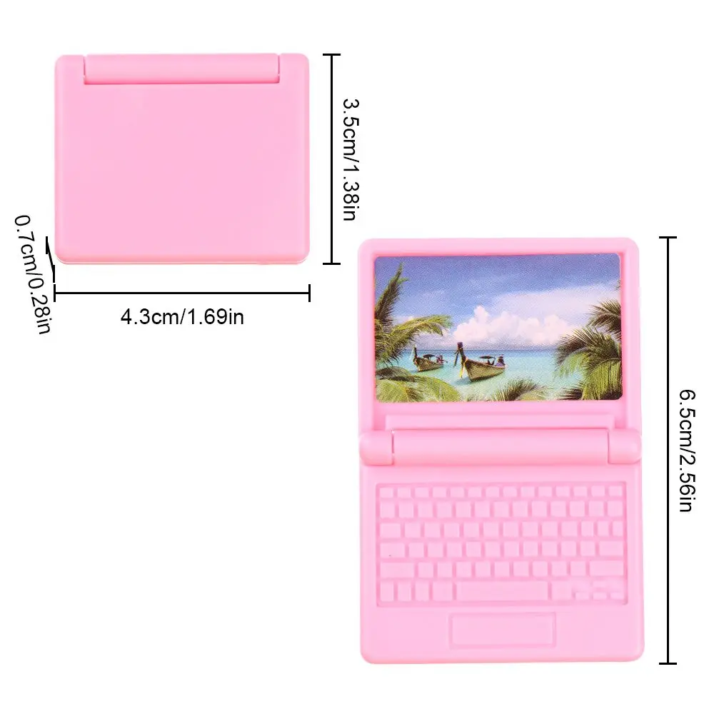 1PC Fashion Plastic Laptop Mini Collapsible Computer Office Toys For Dolls Office Laptop Doll House Toy Computer Accessories