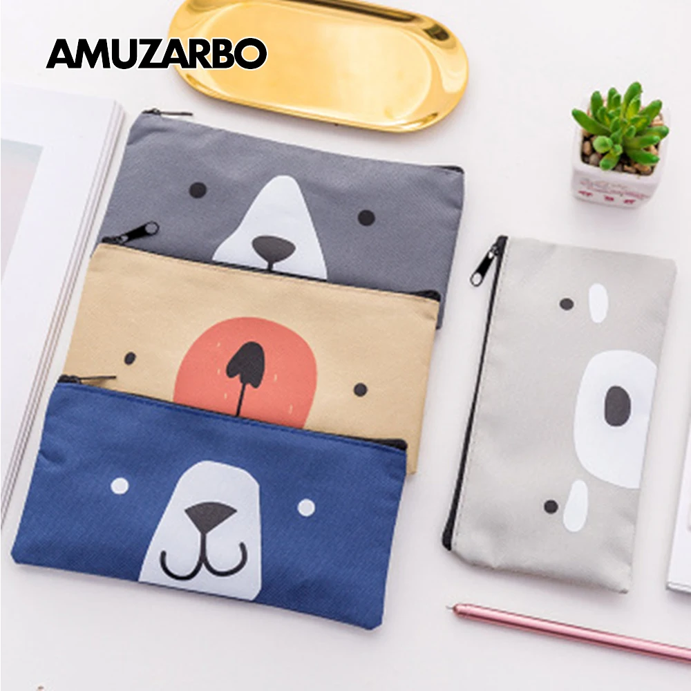 

Creative Cartoon Canvas Pencil Case Office Kids Student High Quality oxford cloth Simple Stationery Bag School Supplies Pen Box