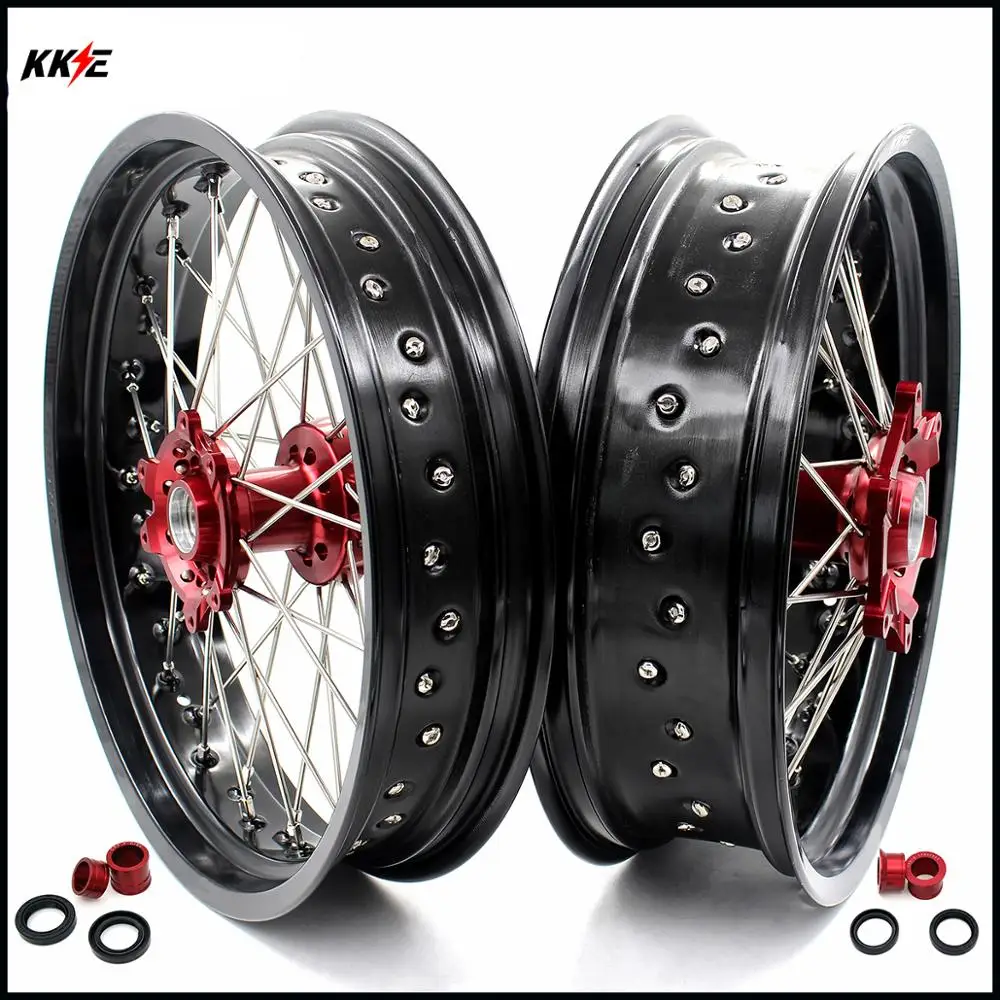 Kke 3 5 4 25 17in Spoked Supermoto Rodas Jantes Conjunto Para Honda 