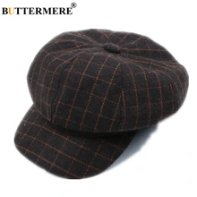Кепка BUTTERMERE Newsboy для женщин, Клетчатая Шерстяная британская винтажная Кепка Baker Boy, Повседневная Кепка для художника, черная, серая, хаки, плоская кепка