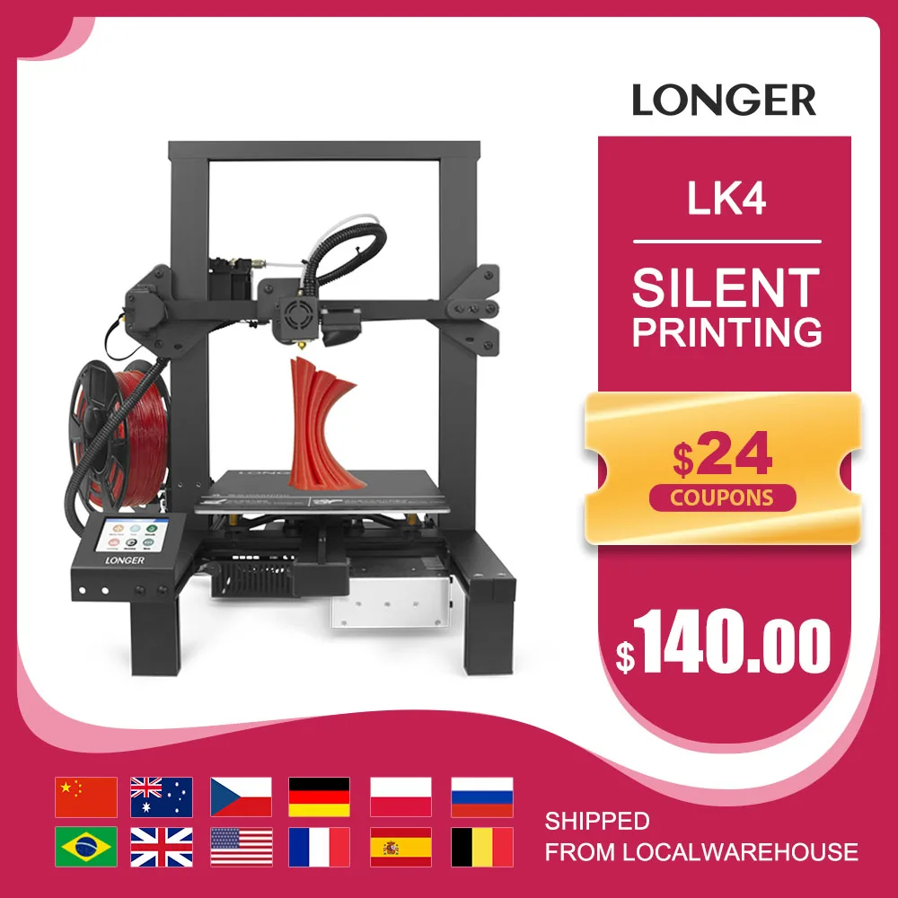 LONGER LK4 3D принтер с сенсорным экраном детектор нити для повторной печати новый
