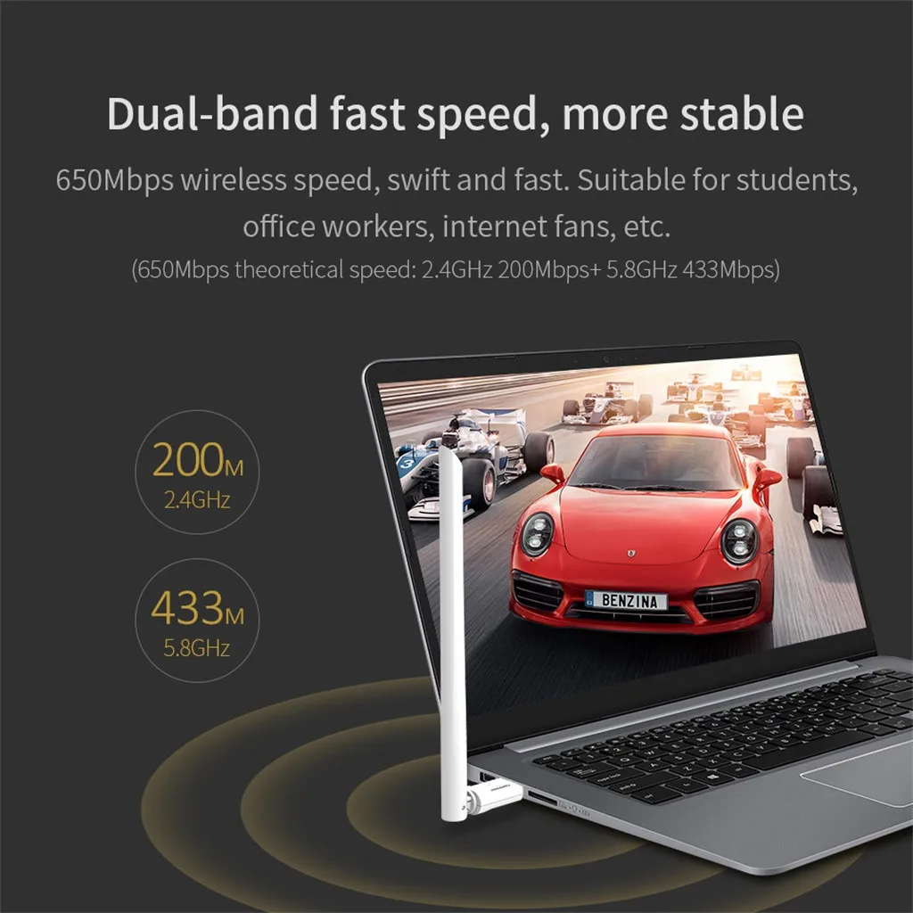 Беспроводной маршрутизатор USBComfast WU758F 650 Мбит/с 2,4G/5G беспроводной USB WiFi адаптер сетевой ключ Бесплатный маршрутизатор Домашняя сеть Home-L1216